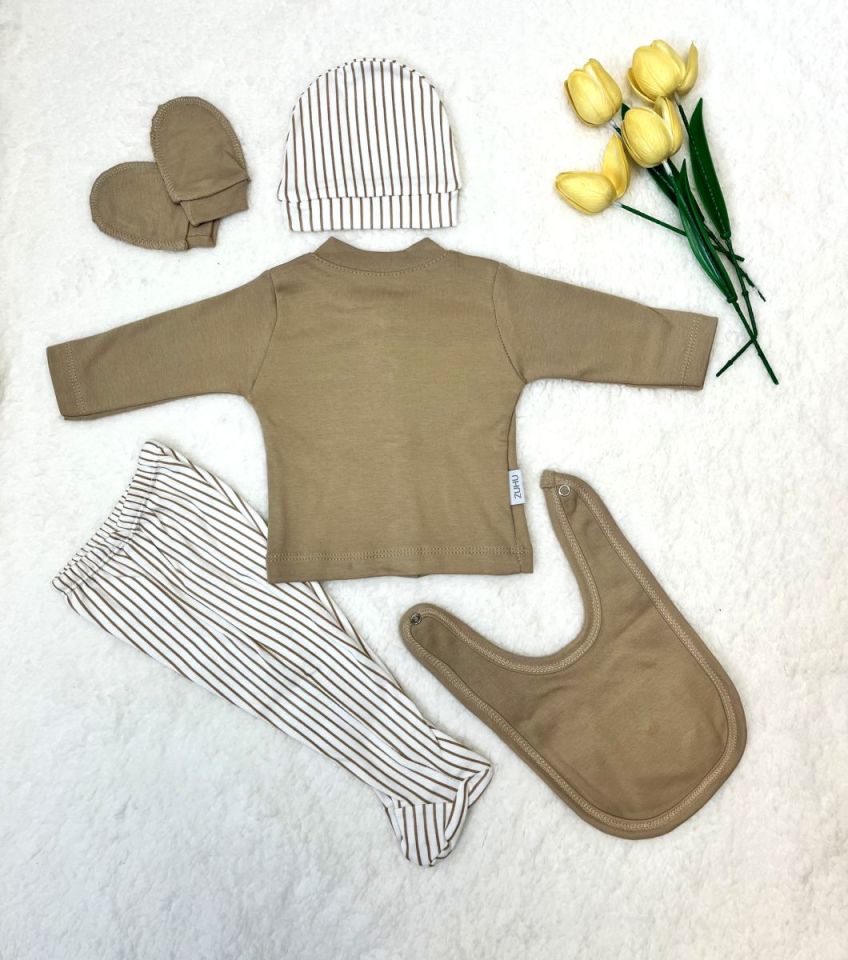 BABY ZUHU Cepli Papyonlu 5 li Hastane Çıkış Seti Erkek