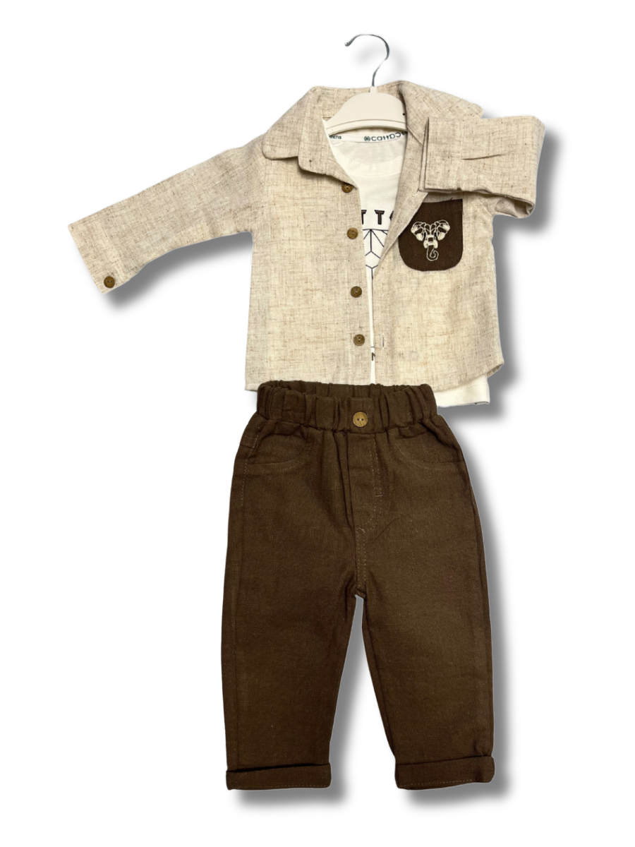 CATTAC Fil Nakışlı Üçlü Takım