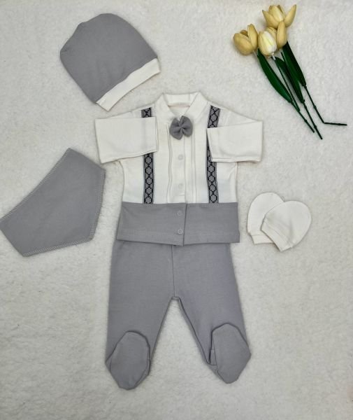 BEBİCATTO Askı Detaylı Papyonlu 5 li Hastane Çıkışı