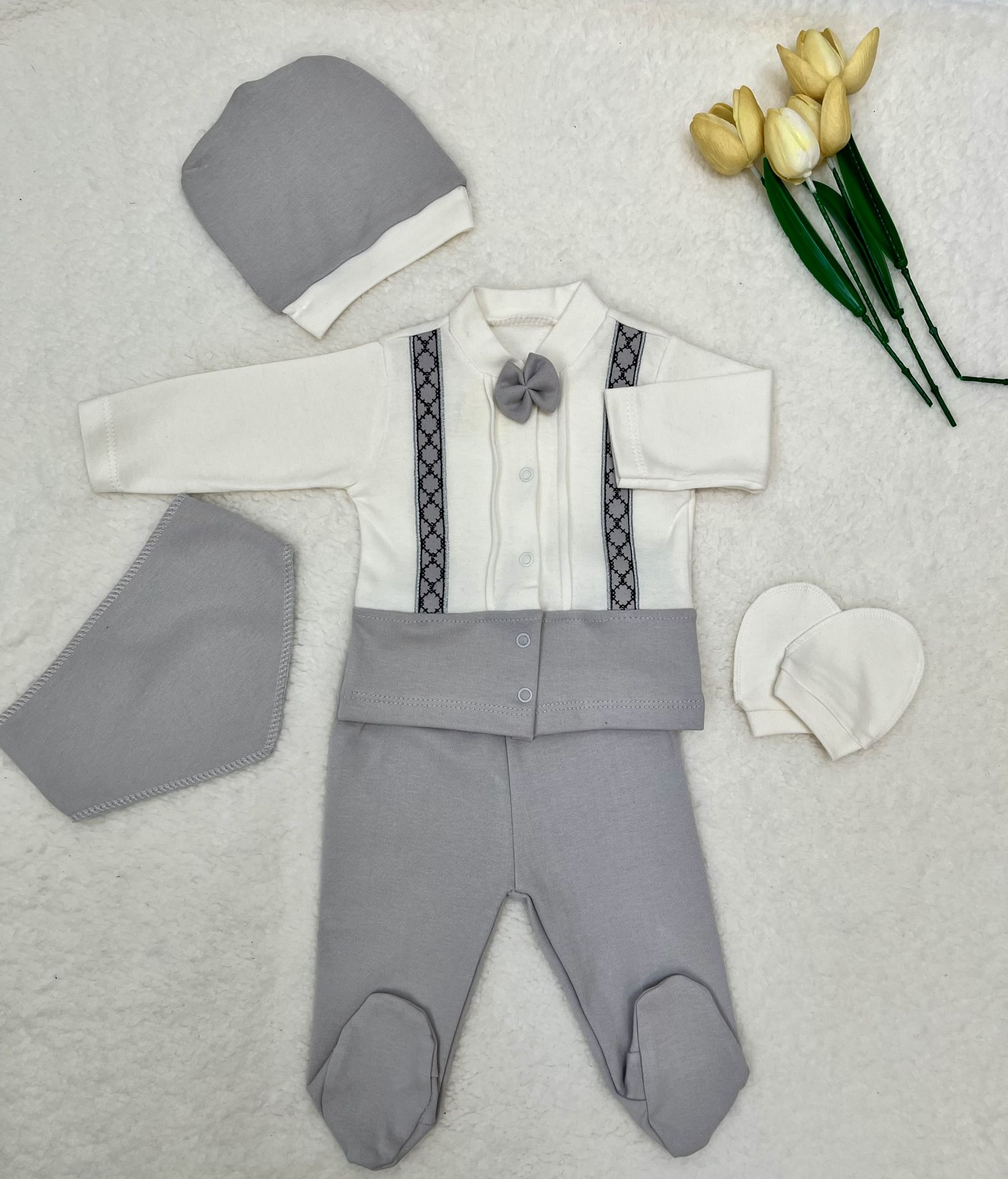 BEBİCATTO Askı Detaylı Papyonlu 5 li Hastane Çıkışı