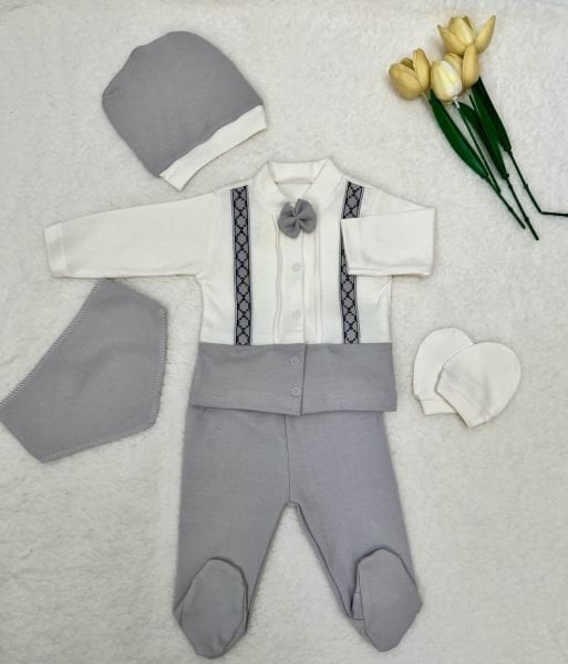 BEBİCATTO Askı Detaylı Papyonlu 5 li Hastane Çıkışı