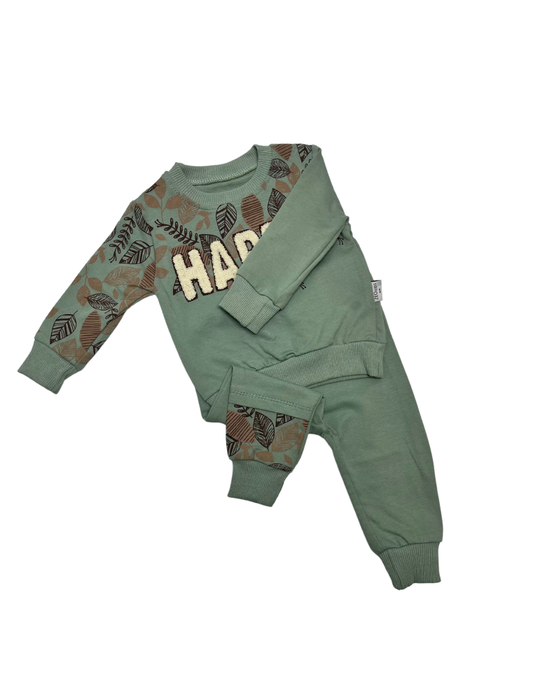 ZEO KİDS Happy Yaprak Desenli 2 li Takım