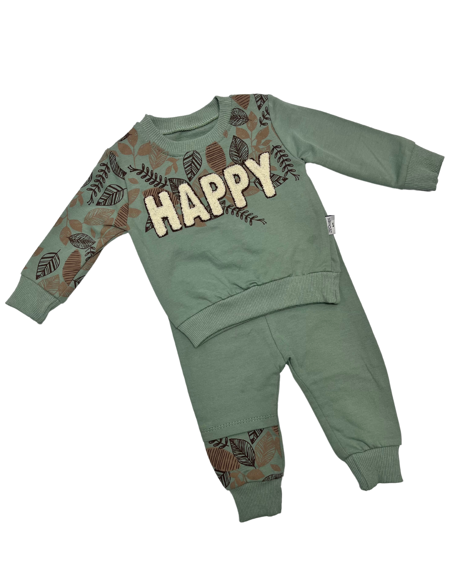 ZEO KİDS Happy Yaprak Desenli 2 li Takım