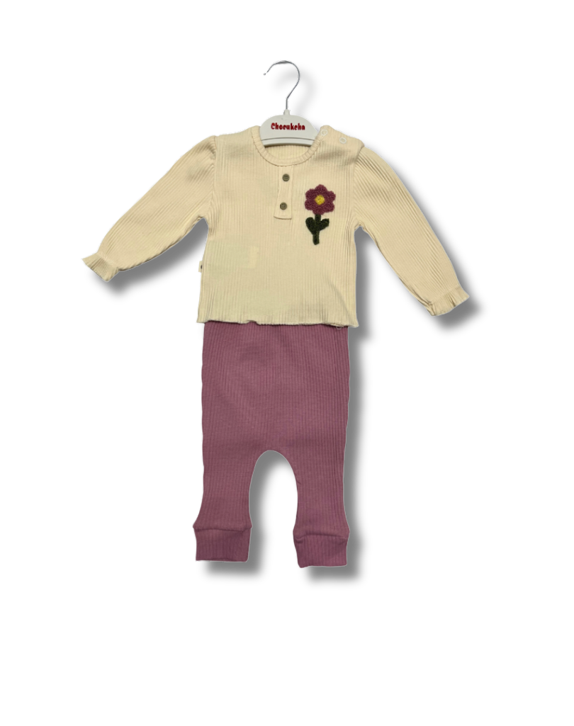 CHOCUKCHA - Kabartma Çiçek Baskılı 2 li Takım