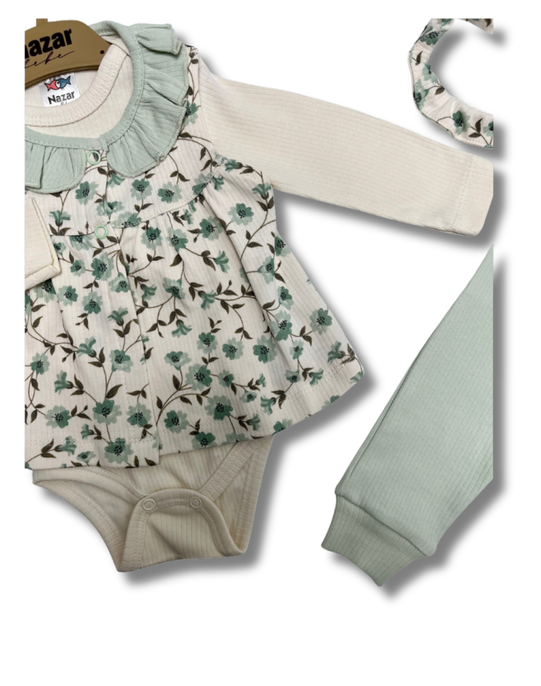 NAZAR BABY Çiçek Baskılı İnterlok Takım