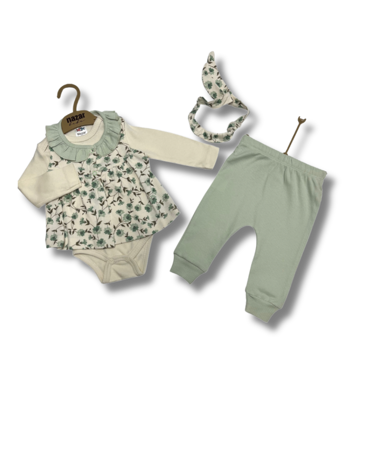 NAZAR BABY Çiçek Baskılı İnterlok Takım