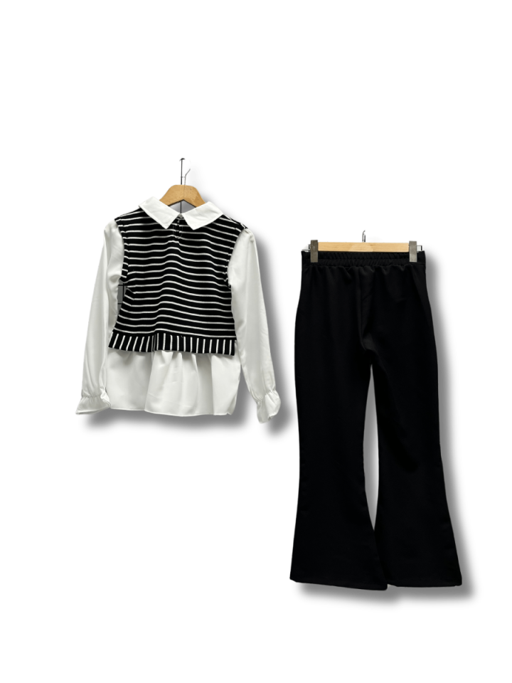 ÖZ BEBE Çizgili Süveterli Takım