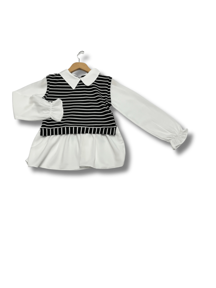 ÖZ BEBE Çizgili Süveterli Takım