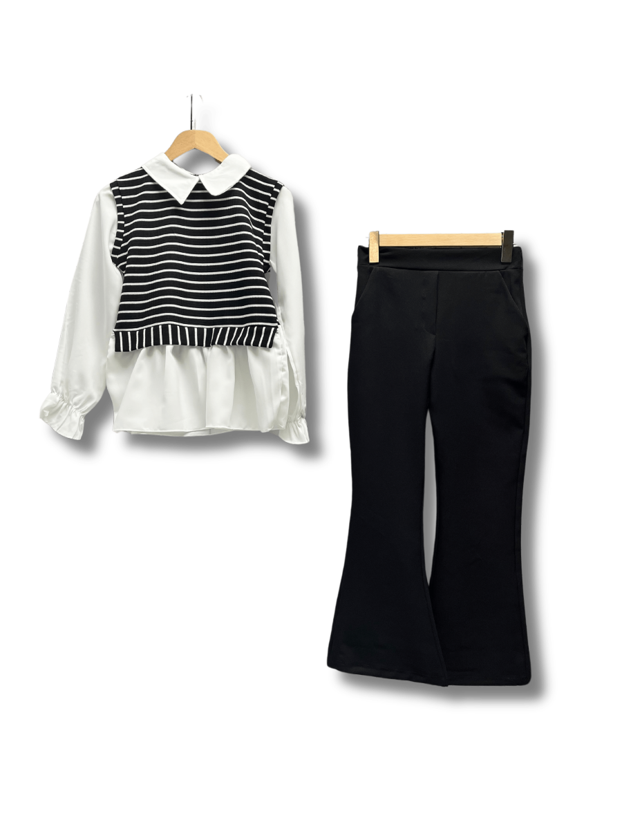 ÖZ BEBE Çizgili Süveterli Takım