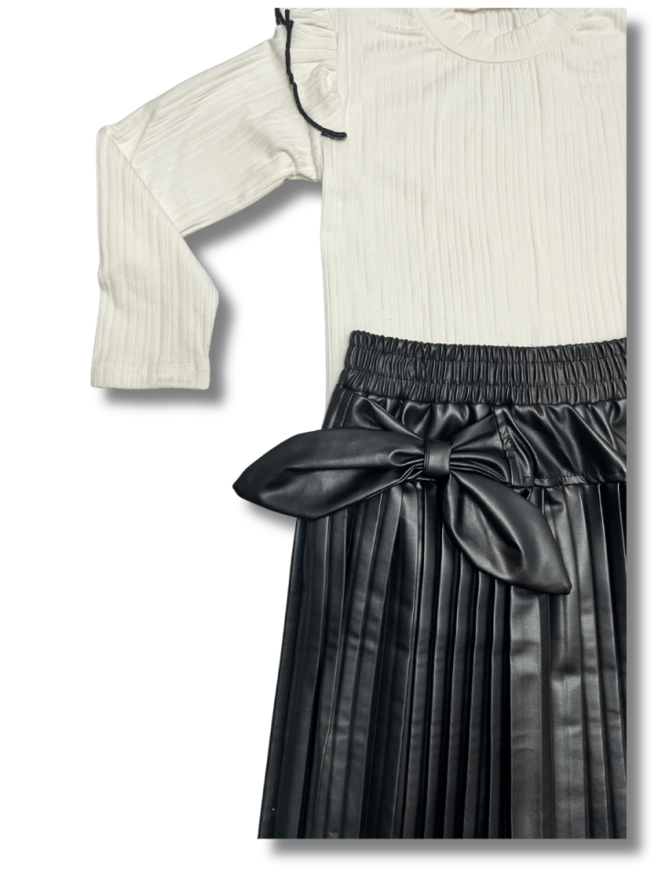 MİSS MELİNDA Deri Etekli İkili Takım