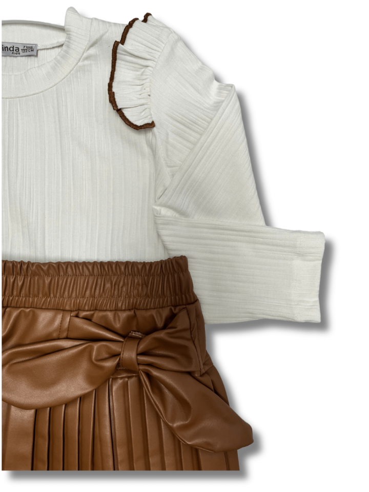 MİSS MELİNDA Deri Etekli İkili Takım