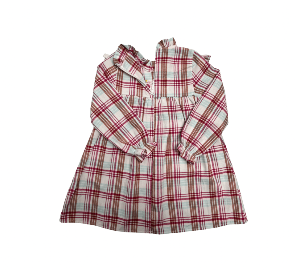 ECOLKIZ Ekoseli Nakışlı Elbise