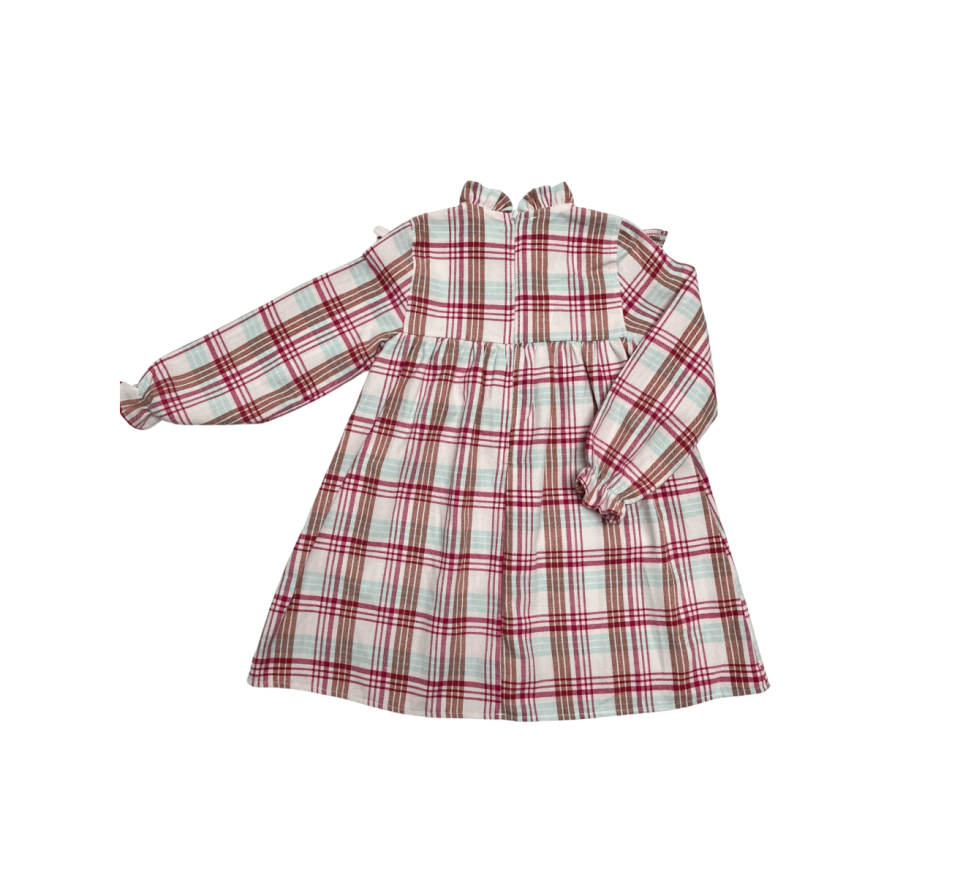 ECOLKIZ Ekoseli Nakışlı Elbise