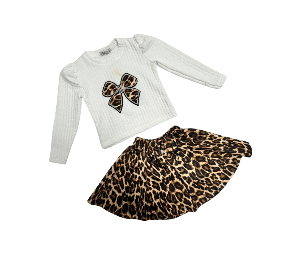 JOY GİRL Leopar Fiyonk Nakışlı Takım