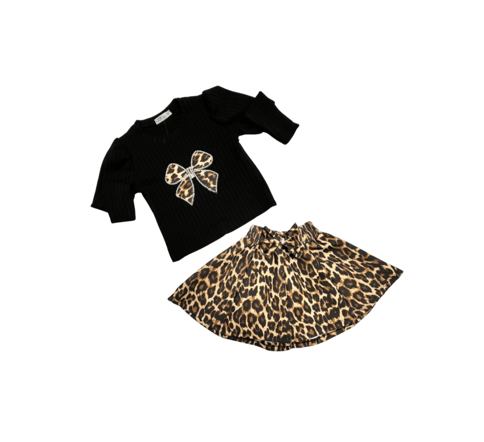JOY GİRL Leopar Fiyonk Nakışlı Takım