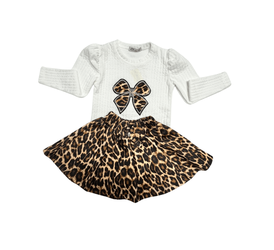 JOY GİRL Leopar Fiyonk Nakışlı Takım