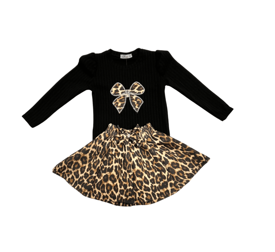 JOY GİRL Leopar Fiyonk Nakışlı Takım