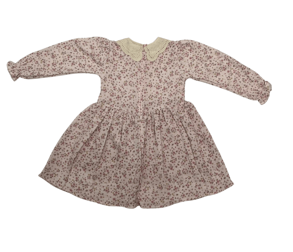 ECOLKIZ Dantel Yaka Çicekli Elbise