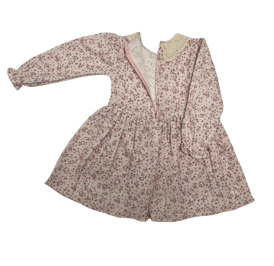 ECOLKIZ Dantel Yaka Çicekli Elbise