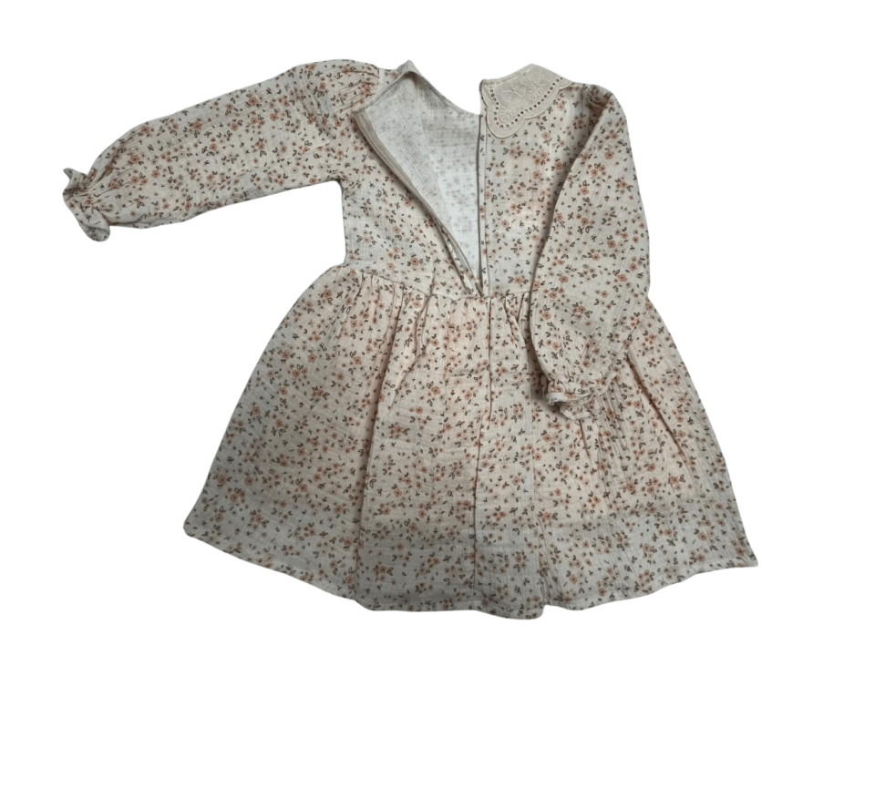 ECOLKIZ Dantel Yaka Çicekli Elbise