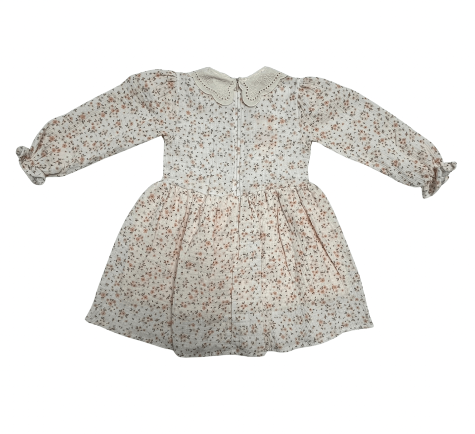 ECOLKIZ Dantel Yaka Çicekli Elbise