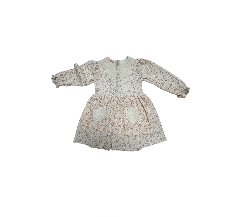 ECOLKIZ Dantel Yaka Çicekli Elbise