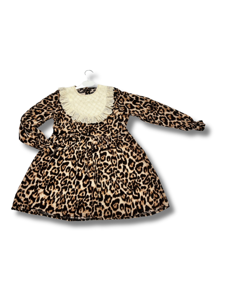 HARBY - Leopar Güpür Yaka  Elbise
