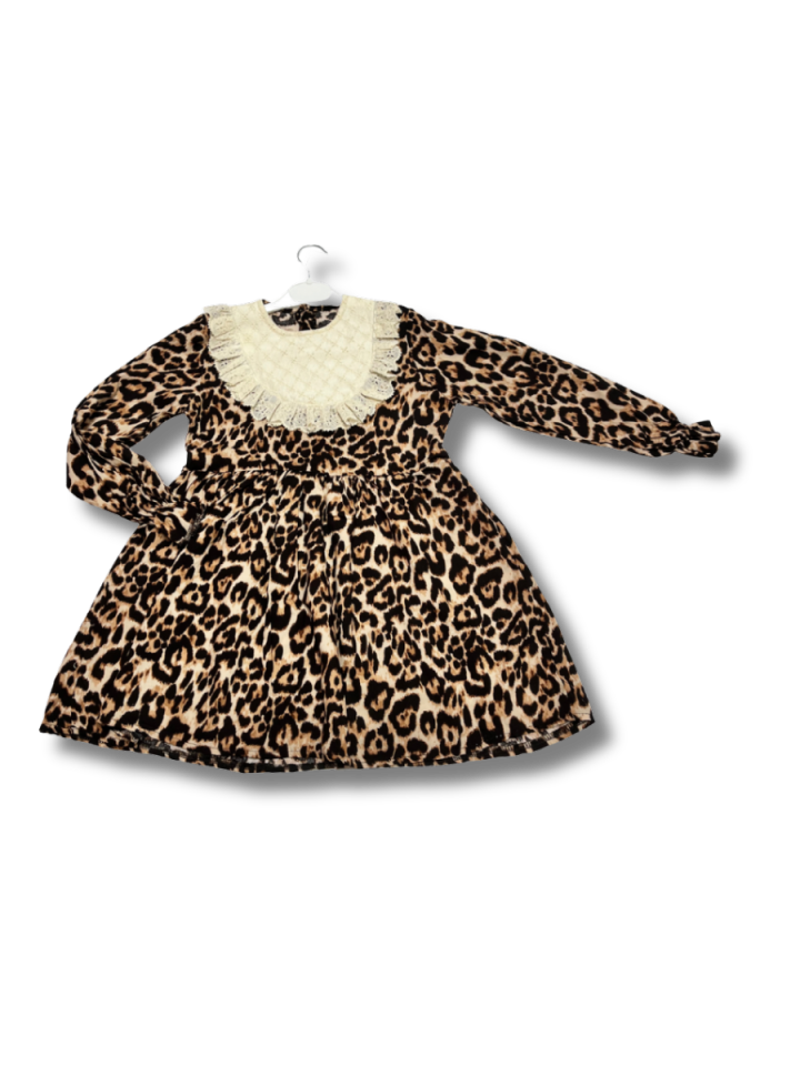 HARBY - Leopar Güpür Yaka  Elbise