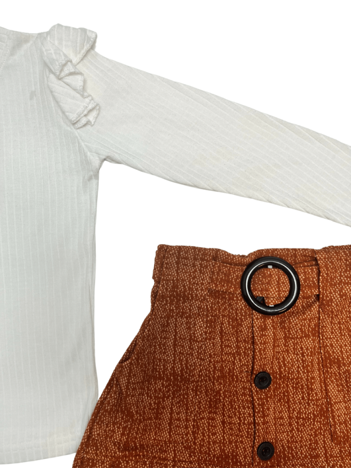 KARAVUL KİDS Fırfırlı Eteği Kemerli Takım